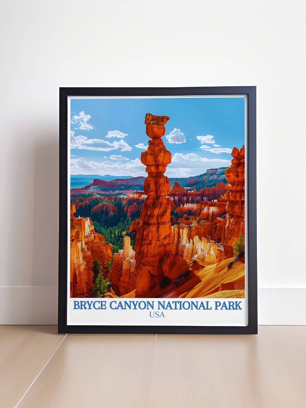 Stunning Bryce Canyon poster featuring the majestic Thors Hammer. Ideal for nature enthusiasts looking to bring the outdoors inside. High quality print designed to last with vibrant colors and intricate details.