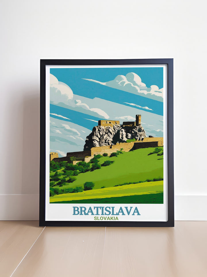Elegant Devin Castle artwork offering a glimpse into Slovakias cultural heritage and architectural splendor ideal as traveler gifts or Christmas gifts for loved ones