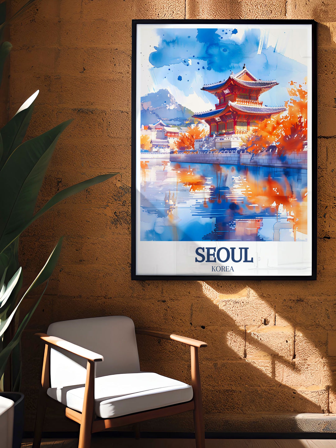 Unique Seoul Wall Decor featuring Gyeongbokgung Palace and Han River ideal for home decoration and special occasions such as anniversaries birthdays and Christmas perfect for those who love South Korea