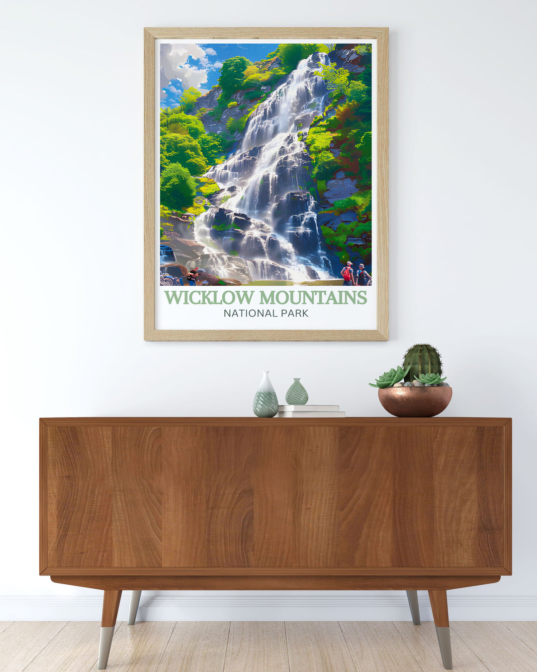 Elegant gallery wall art showcasing the historic Glendalough Valley in Wicklow Mountains National Park. This piece captures the ancient monastic ruins and serene lakes, adding a touch of Irelands rich history and spiritual charm to your home decor.