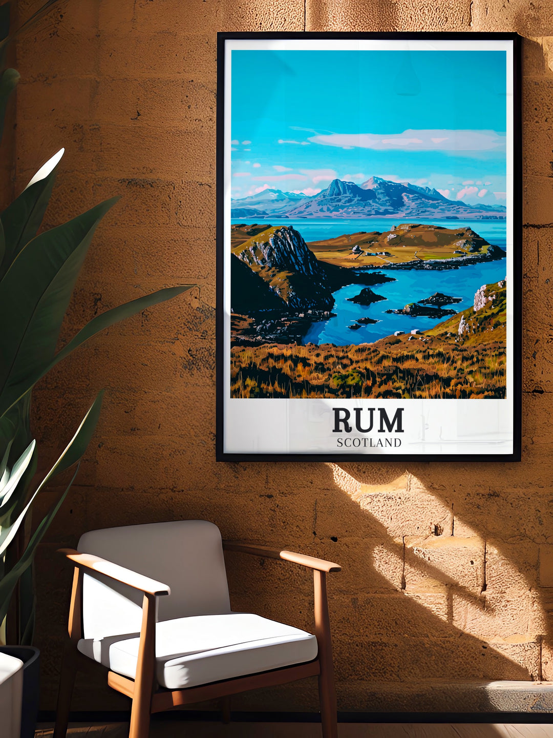 Capture the wild beauty of Scotlands Inner Hebrides with our Rum Scotland Poster, showcasing the majestic Rum Cuillin Mountains and the tranquil North Sea. This print brings the rugged charm of the Scottish Highlands into your home.