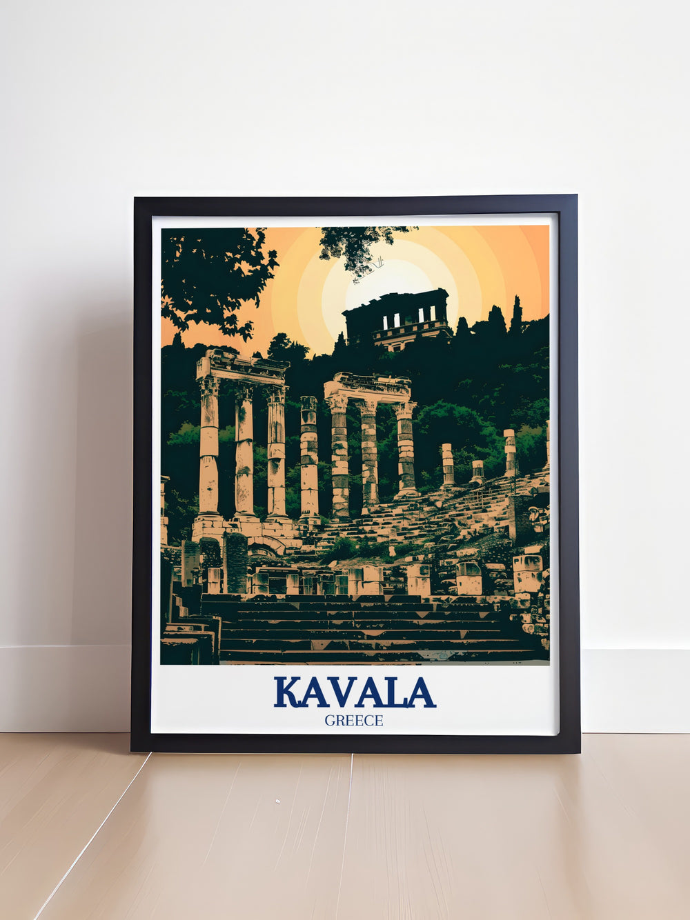 Philippi Travel Poster highlighting the ruins of Philippi, Greece, with a focus on the Roman Forum, where history comes alive through the detailed depiction of this ancient site. Ideal for travelers and historians alike, this poster offers a window into the world of ancient Greece.