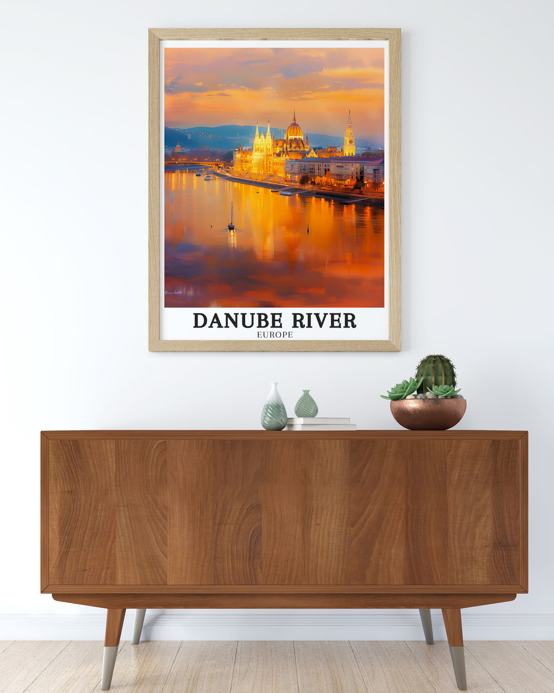 This Danube Poster features the Hungarian Parliament Building Budapest in all its glory. The print is perfect for those who love European travel and want to bring the beauty of the Danube River into their home decor.