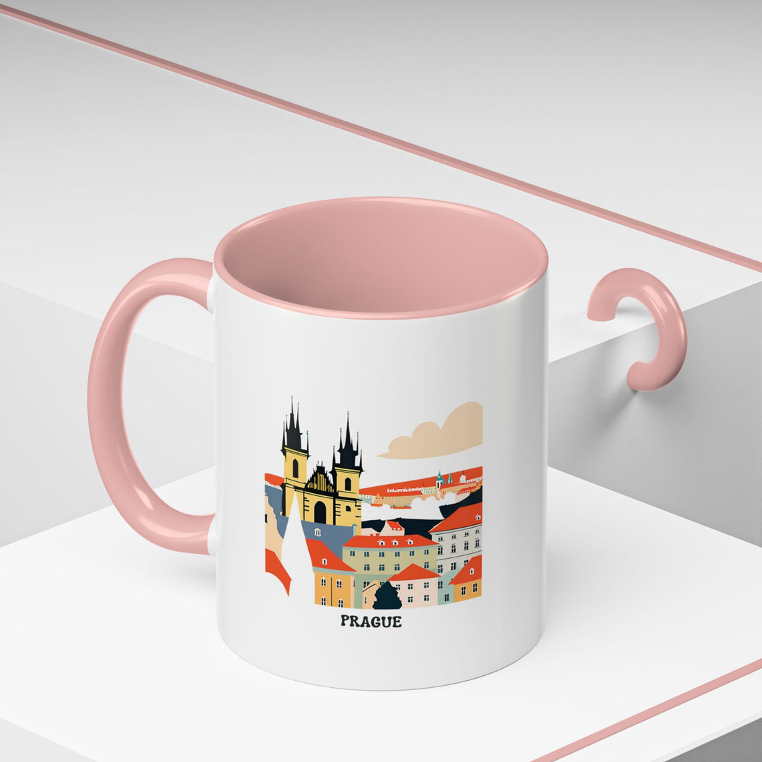 Celebrate the spirit of Prague with this artistic mug featuring iconic landmarks like Charles Bridge. Dishwasher-safe and microwave-safe, it is perfect for everyday use or as a meaningful gift.