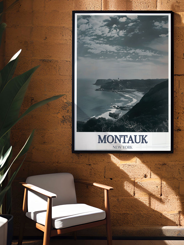 Elegant Montauk Street Map Print featuring Montauk Point Lighthouse and Camp Hero State Park ideal for sophisticated wall art and memorable gifts for loved ones on special occasions