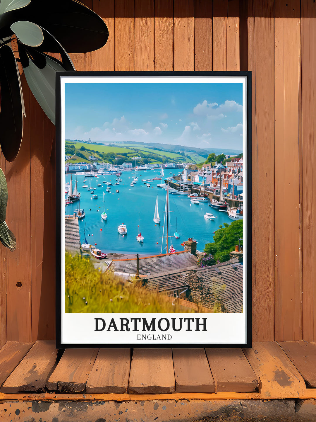 The serene waters of the River Dart and the historic appeal of Dartmouth come together in this detailed travel print. Ideal for lovers of both history and nature, this artwork brings the best of both worlds into your living space.