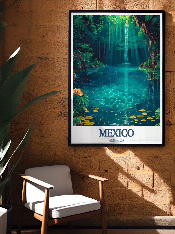 El Castillo Chichen Itza elegant home decor print that serves as a captivating centerpiece for your living room showcasing the architectural marvel of the ancient Maya civilization in stunning detail