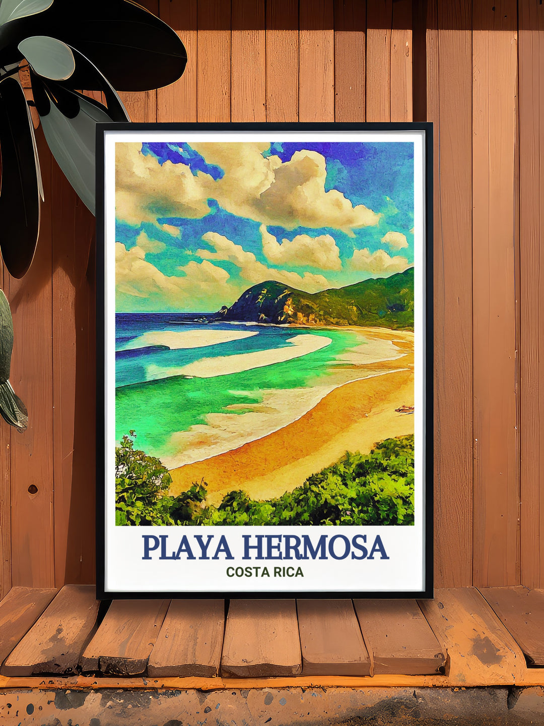 Costa Rica Poster showcasing Playa Hermosa Beach a stunning piece of wall art that captures the serene beauty of Costa Ricas pristine beaches ideal for adding elegance to any room or gifting to someone special