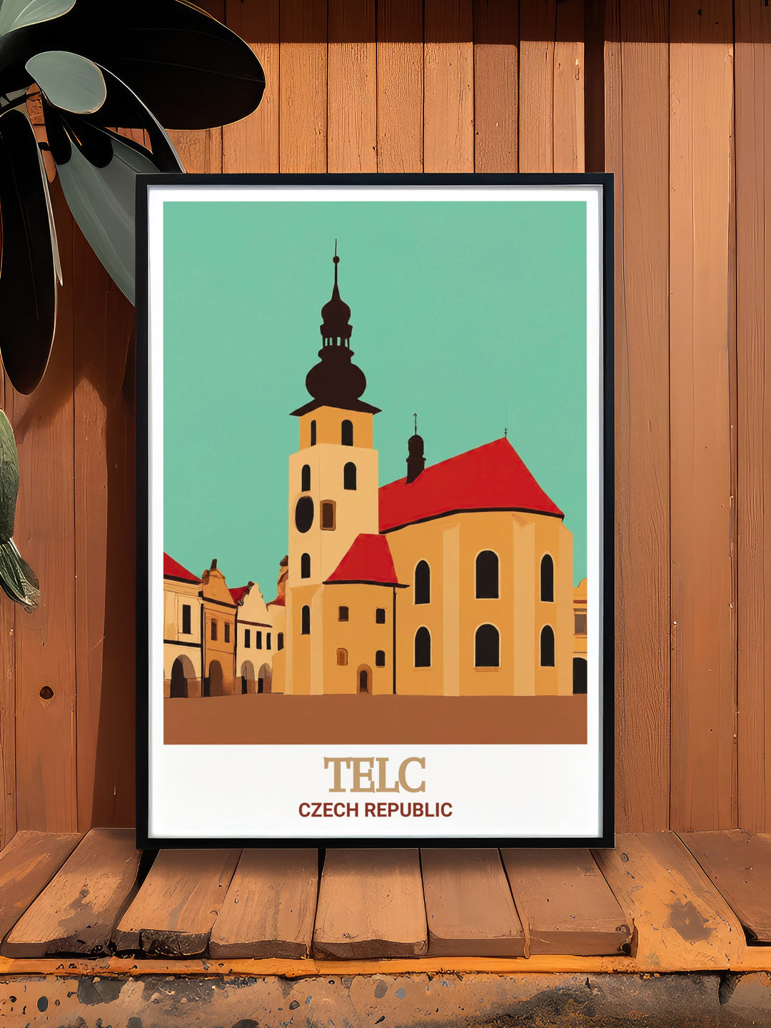 Enhance your decor with this custom print of St. James Church in Telc. The detailed artwork showcases the churchs Gothic spire and the towns beautifully preserved square, making it a standout piece in any collection. This print is ideal for those looking to bring a touch of the Czech Republics history into their home