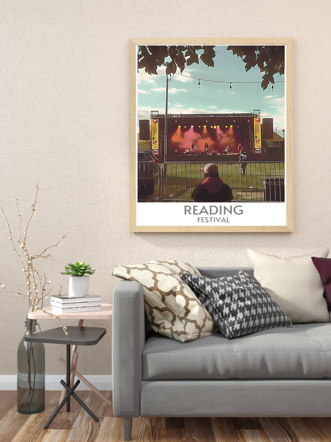 Main Stage Framed Print capturing the excitement of UK music festivals with colorful festival scenes and elegant design perfect for enhancing your living space