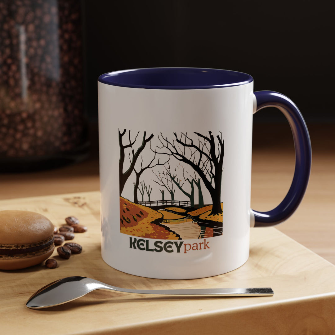 Start your day with the charm of Kelsey Park. This beautifully designed mug features stunning artwork inspired by the park’s greenery, making it a great gift or keepsake for those who admire scenic beauty.