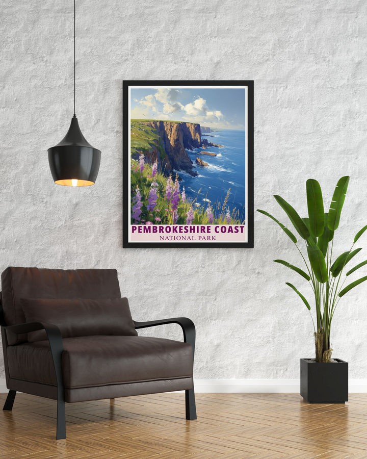 Welsh Wall Art from the Pembrokeshire Coast collection brings the essence of Wales coastal beauty to your walls. These art prints feature detailed depictions of the parks landscapes, from its dramatic cliffs to its serene beaches, perfect for any decor style.