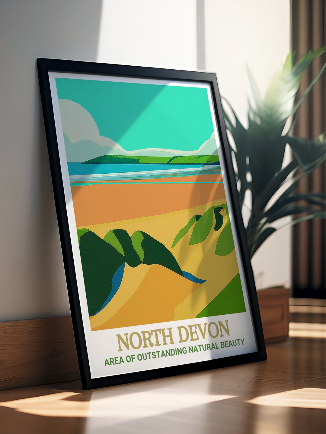 Saunton Sands Wall Print features the serene and expansive landscapes of Saunton Sands, with its golden sands, rolling dunes, and tranquil ocean views. This detailed artwork is perfect for adding a touch of coastal charm to any room in your home.