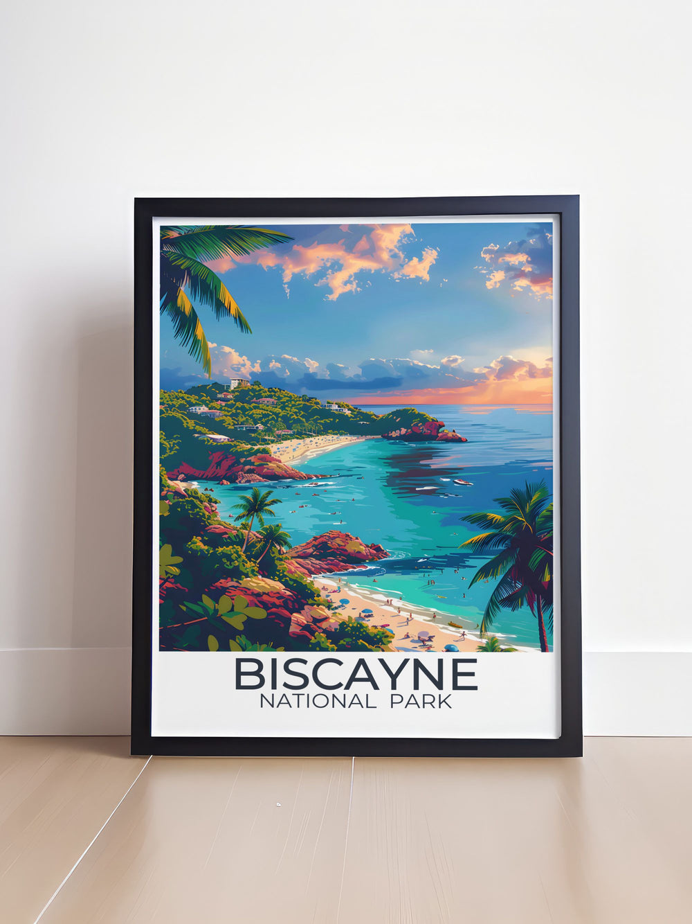 Unique artwork of Biscayne National Park featuring Elliot Key Trail and coral reefs, perfect for personalized gifts or home decor. This print captures the essence of Floridas most scenic national park.