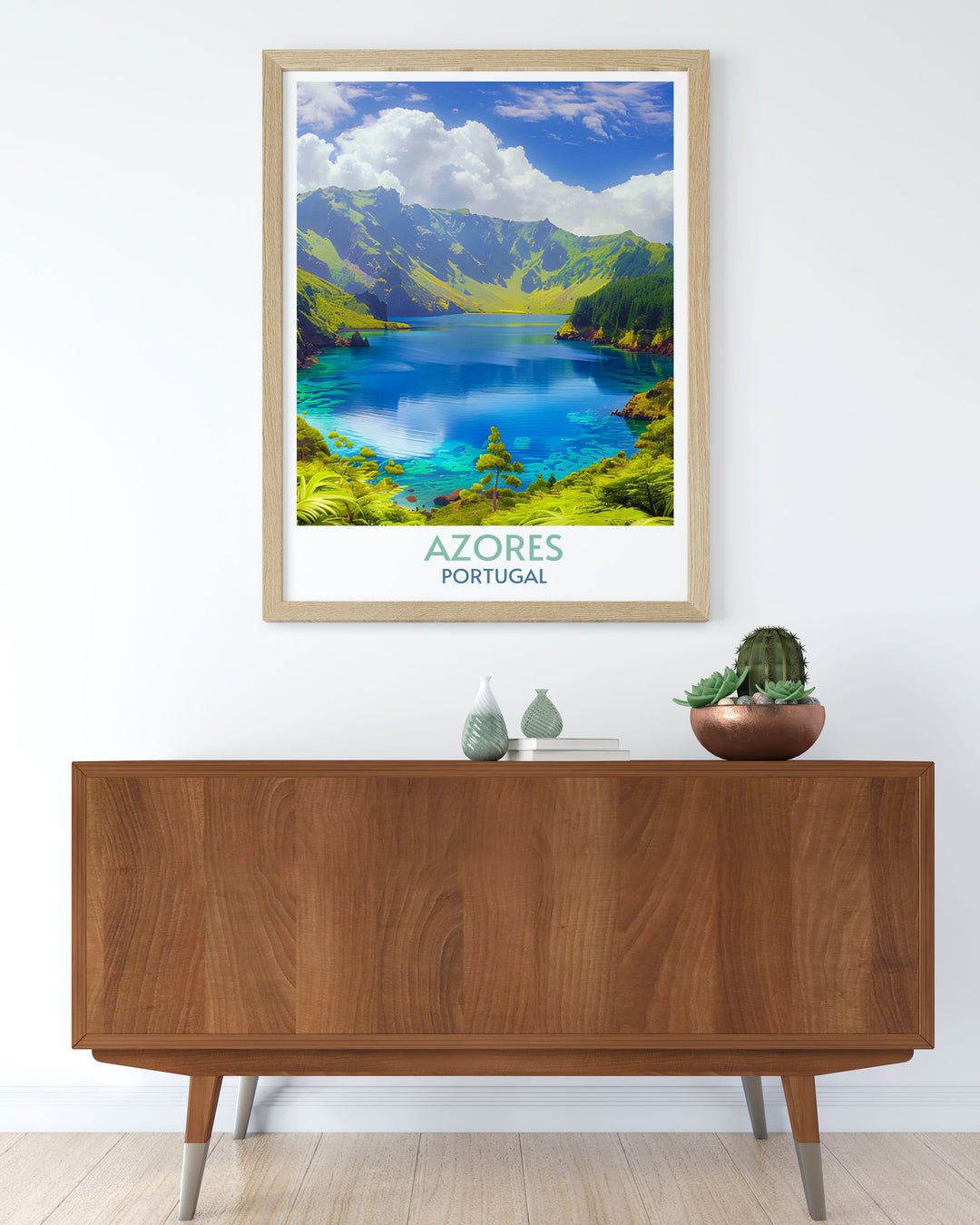Azores travel print with a street map of Lagoa do Fogo, intricately detailed, offering a unique perspective of the region.