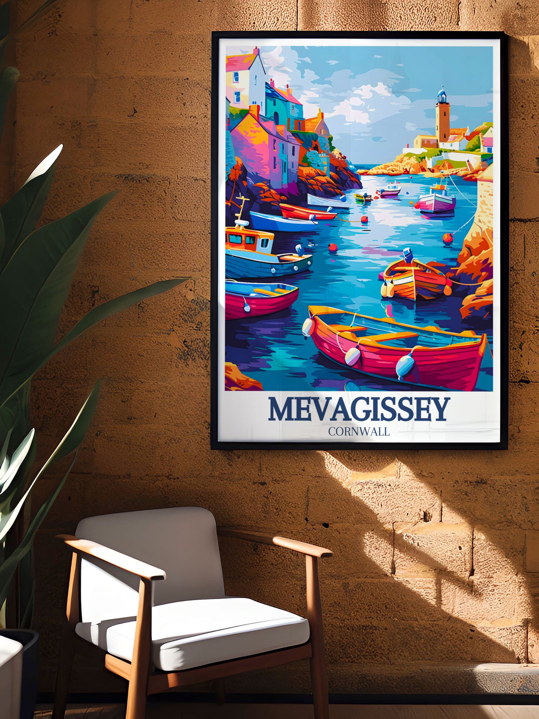 This art print celebrates the quaint charm of Mevagissey, showcasing its narrow streets, colorful cottages, and vibrant harbor. Ideal for those who appreciate picturesque coastal towns, this poster brings the enchanting beauty of Mevagissey into your home.