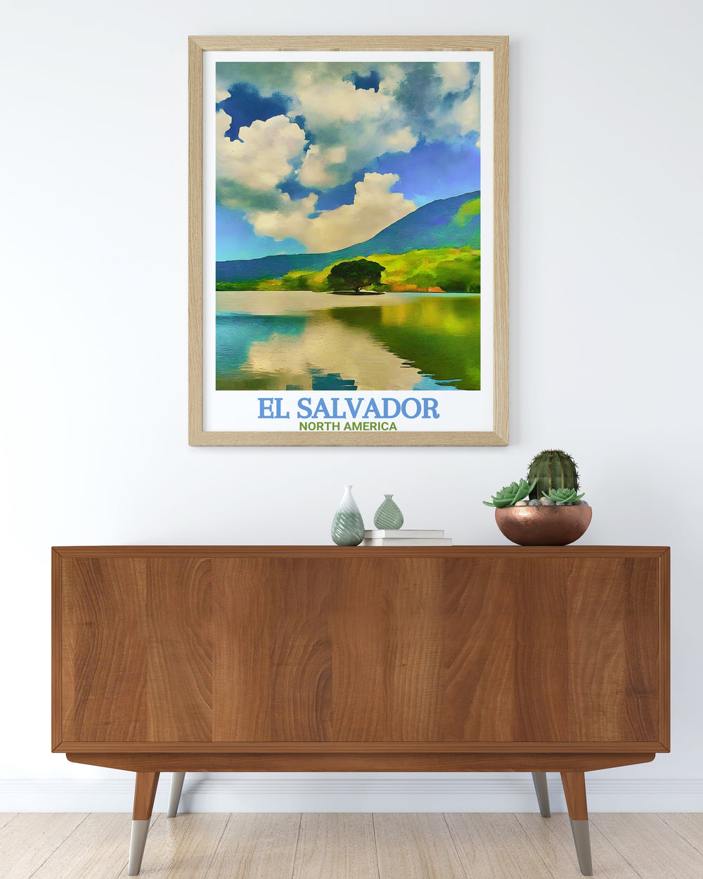 El Salvador print of Lake Coatepeque highlighting the breathtaking landscape and peaceful ambiance ideal for wall art enthusiasts who appreciate natures beauty a travel poster print that adds elegance and charm to any room with its vivid colors and intricate details