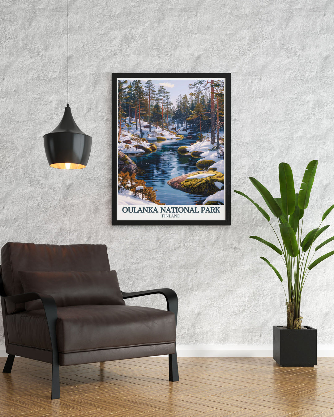 Celebrate the majestic Oulanka River and Kiutakongas Rapids with this beautifully crafted print. The artwork brings to life the rushing waters and lush greenery of Finlands wilderness, making it an ideal piece for any nature themed decor or as a thoughtful gift.