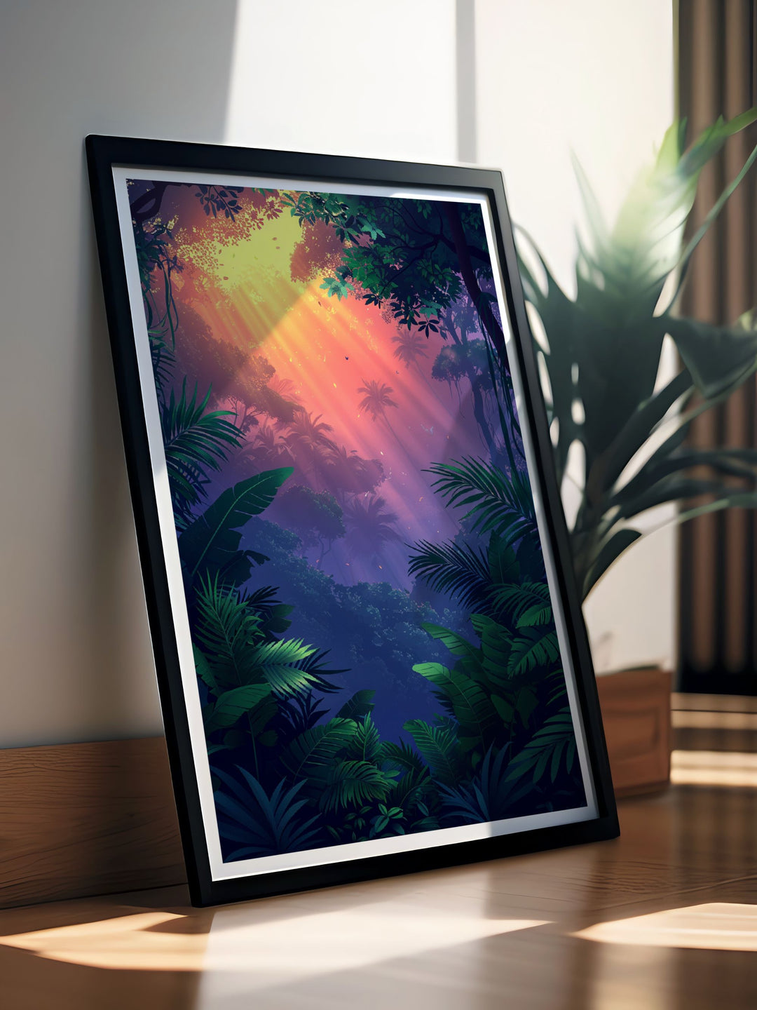 Framed art capturing the serene ambiance of a foggy forest, reflecting the beauty and tranquility of natures misty environments.