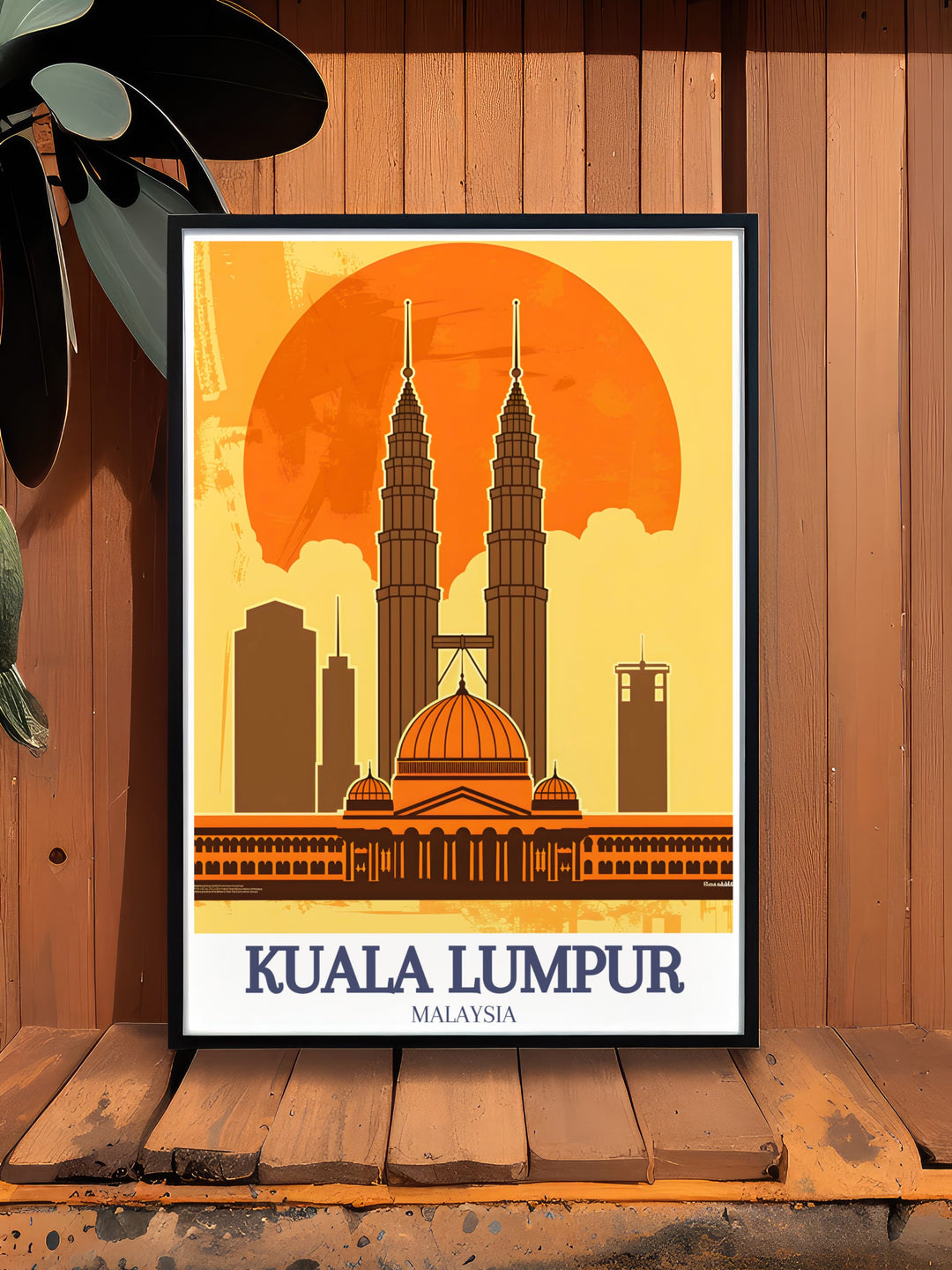 Sultan Abdul Samad Building and Petronas Twin Towers framed art from Kuala Lumpur. This poster print blends the traditional elegance of the Sultan Abdul Samad Building with the modern innovation of the Petronas Towers, creating a perfect gift for travelers and design enthusiasts.