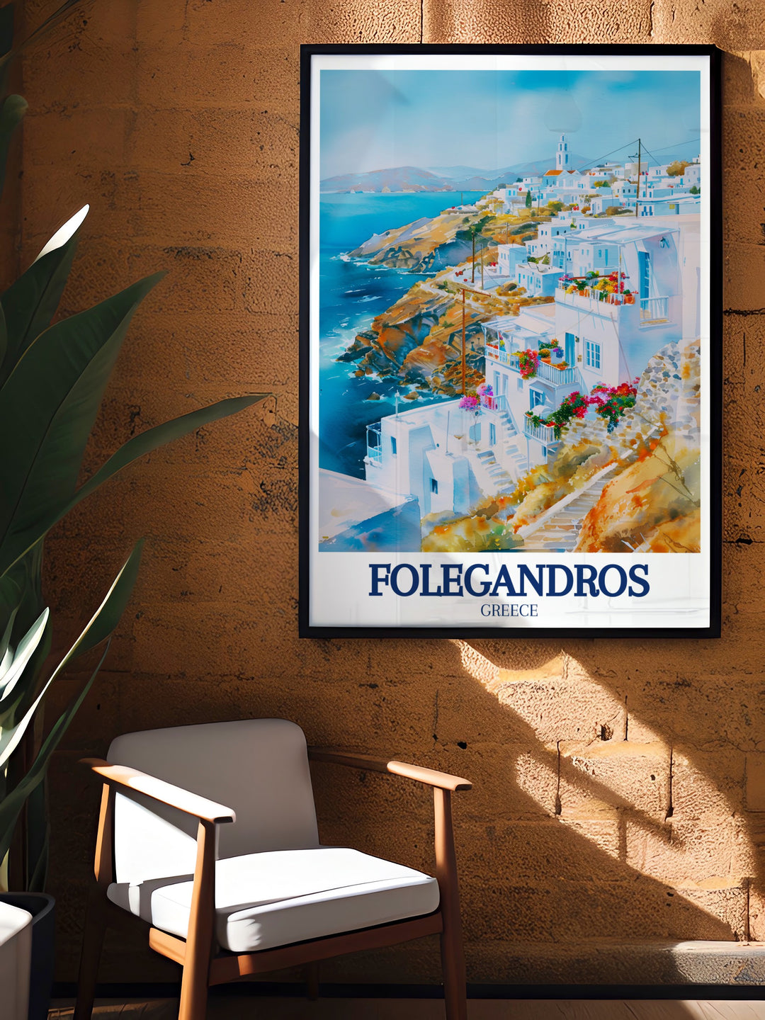 A detailed Folegandros poster print capturing the serene beauty of this Greek island. Perfect for adding a touch of the Aegean Seas tranquility to any room. This travel print is ideal for lovers of Greek islands and coastal landscapes.