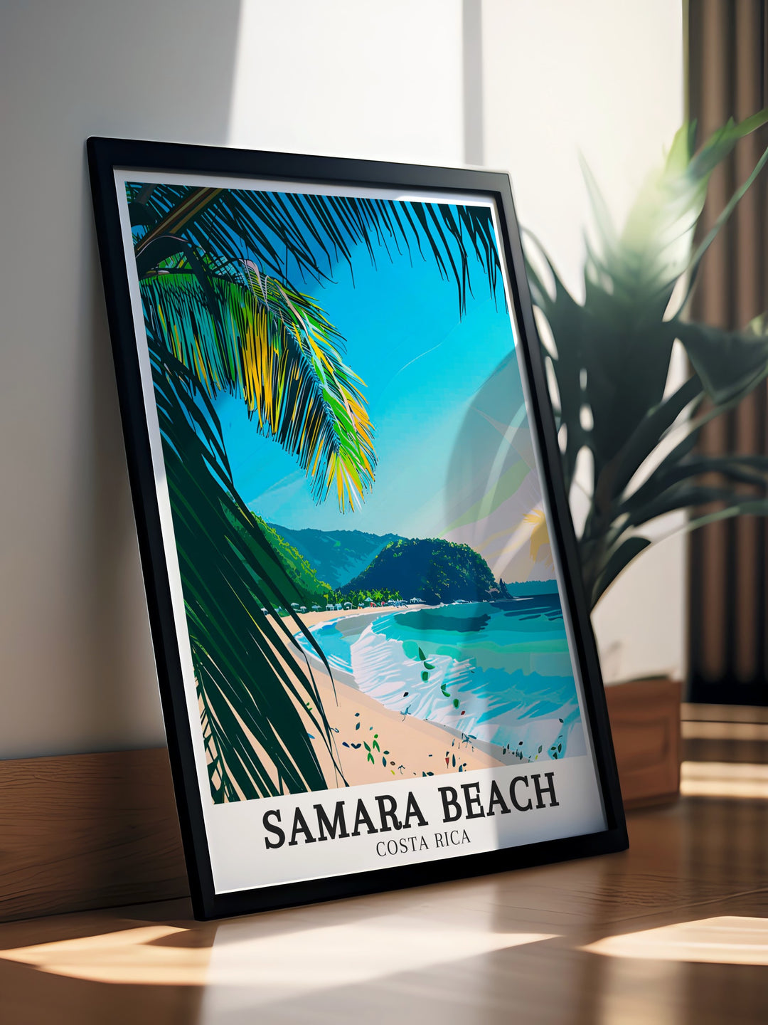 The idyllic scenes of Samara Beach, Garza Contadora Island, and Playa Garza are showcased in this detailed travel poster, making it an ideal decor piece for anyone inspired by Costa Ricas natural beauty. Great for beach lovers and travelers alike.