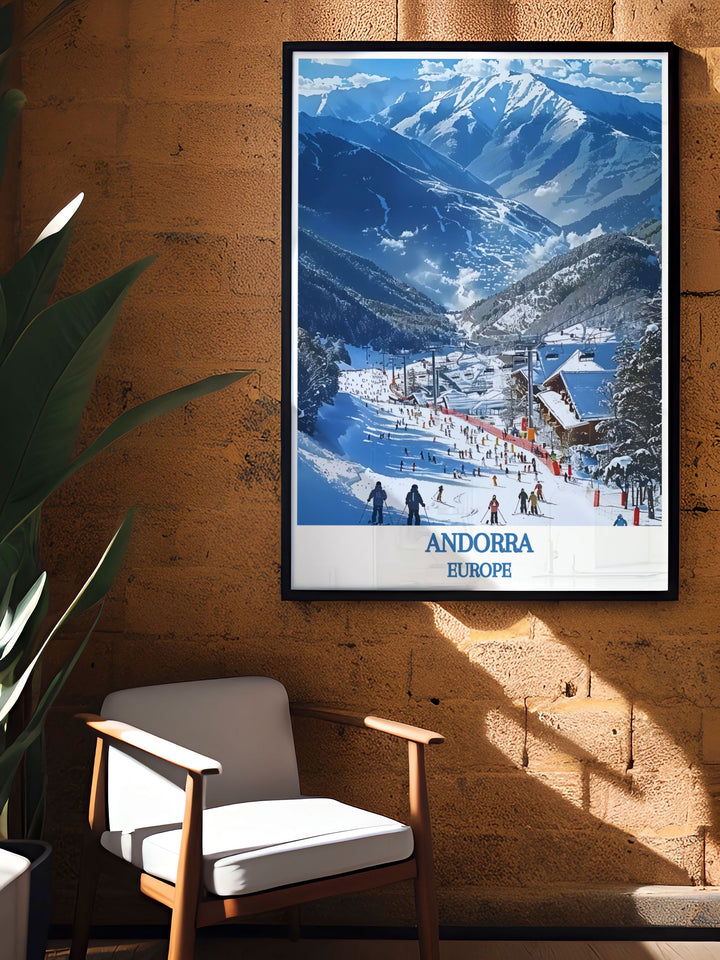 Panoramic Europe print showcasing the stunning vistas and cultural depth of the Pyrenees Mountains in Andorra.