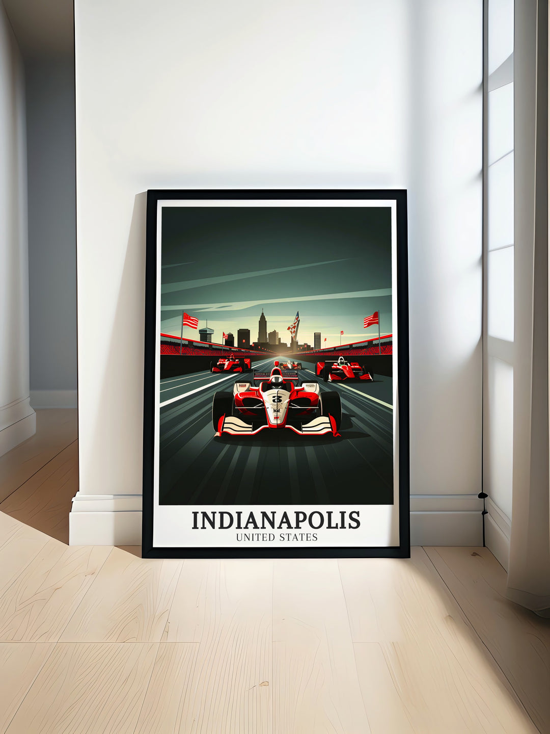 Indiana Skyline Wall Art. Featuring the beautiful scenes of the Indianapolis Motor Speedway and skyline, this wall art collection is perfect for enhancing your home decor with the excitement of Indianas motorsports and cityscape. Perfect for any space.