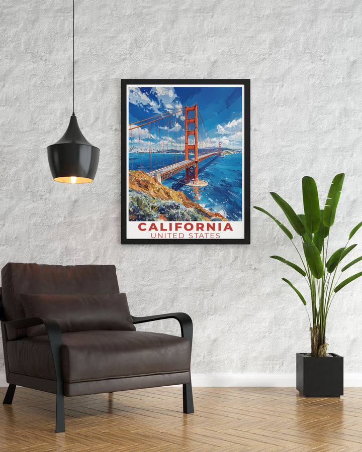 Golden Gate Bridge wall art offering a detailed and vibrant depiction of the famous California landmark ideal for adding a touch of sophistication to your living space a perfect gift for travel lovers and admirers of Californias beauty