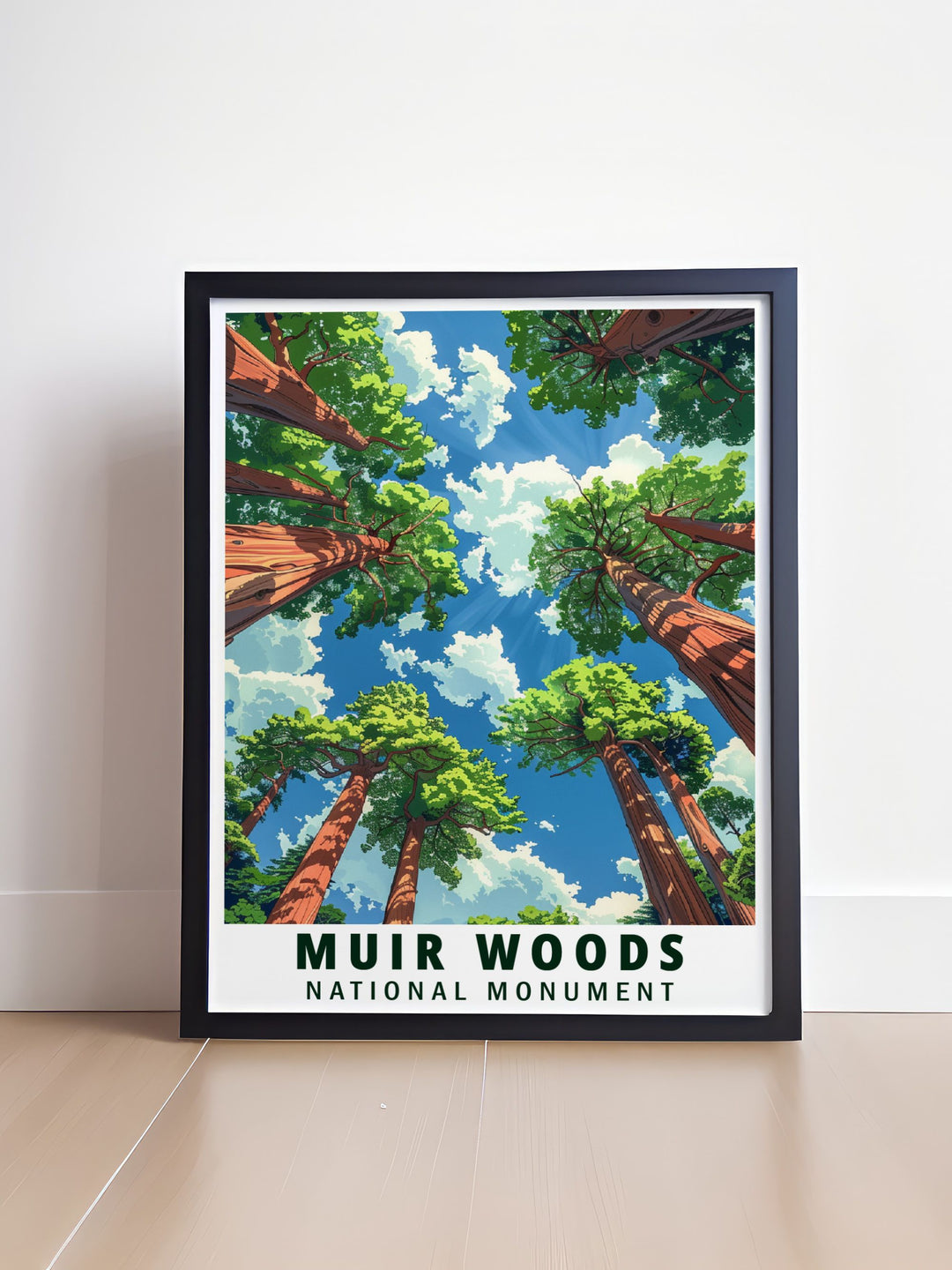 Sophisticated Redwood fine line print showcasing the intricate details of Muir Woods Botanical Garden perfect for enhancing your living room decor and creating a peaceful ambiance