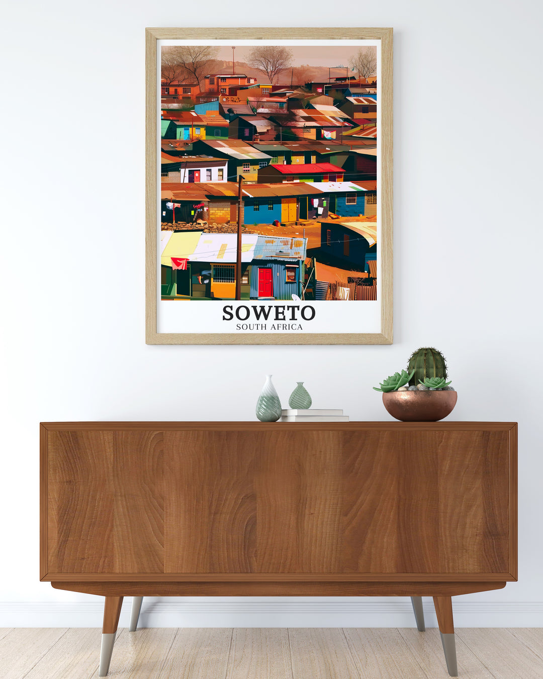 Soweto Framed Art focusing on the vibrant life within the slum townships of Gauteng Province, offering a powerful visual narrative of the communitys history and its role in shaping South Africas future.