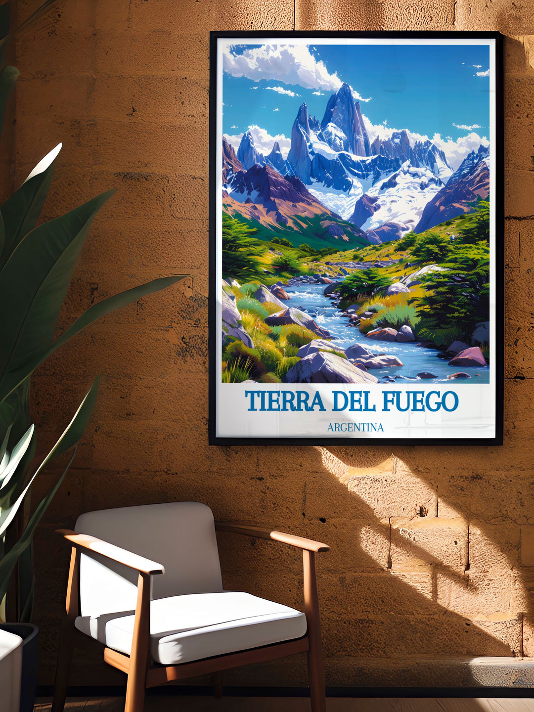 Experience the thrill of the Andes with this beautifully illustrated art print, showcasing the pristine peaks and lush valleys of Tierra del Fuego.