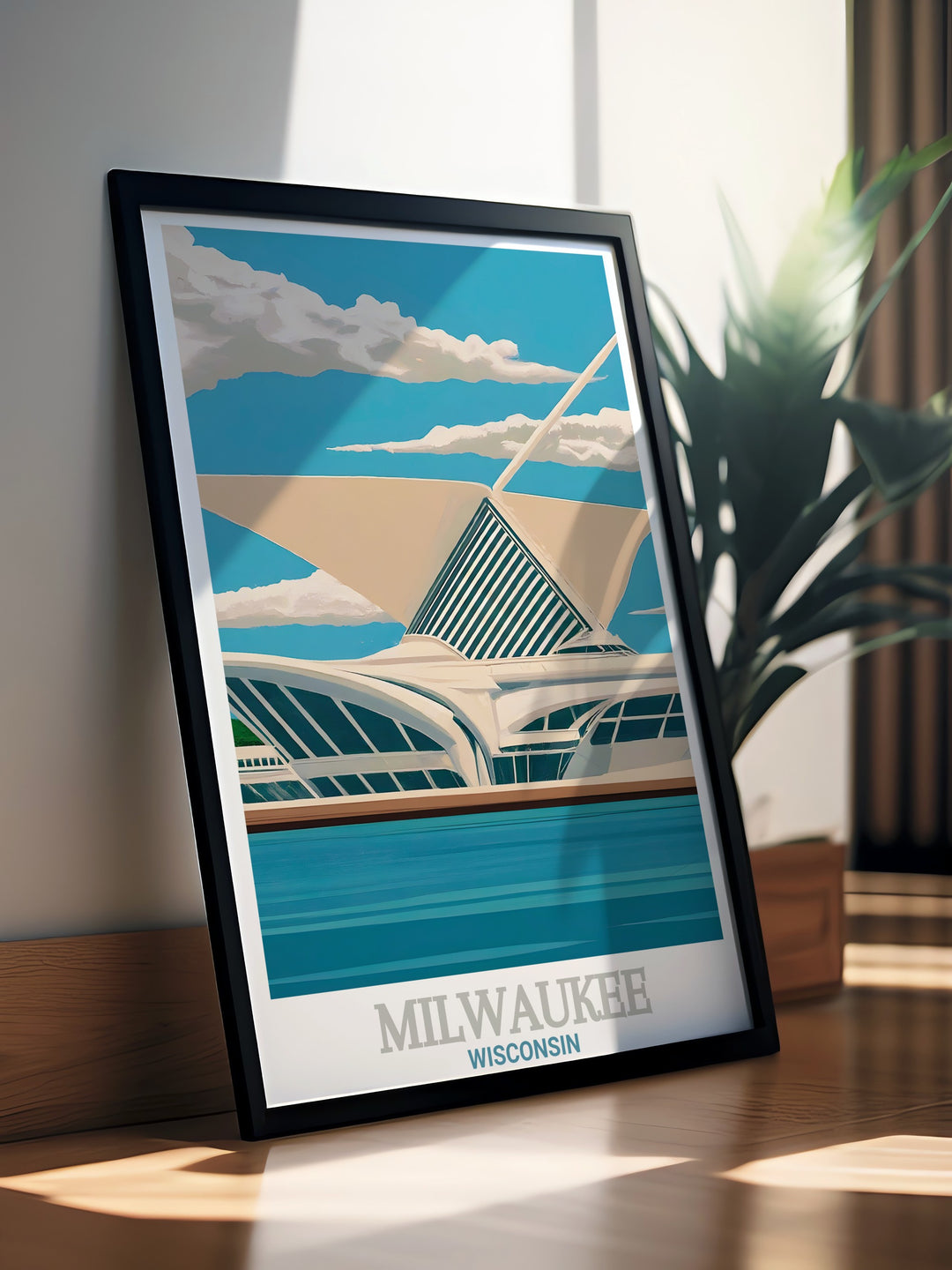 The Milwaukee Art Museum and the surrounding cityscape come to life in this colorful and detailed travel print. With its sharp lines and vivid colors, its a perfect representation of the citys blend of history, art, and modernity.