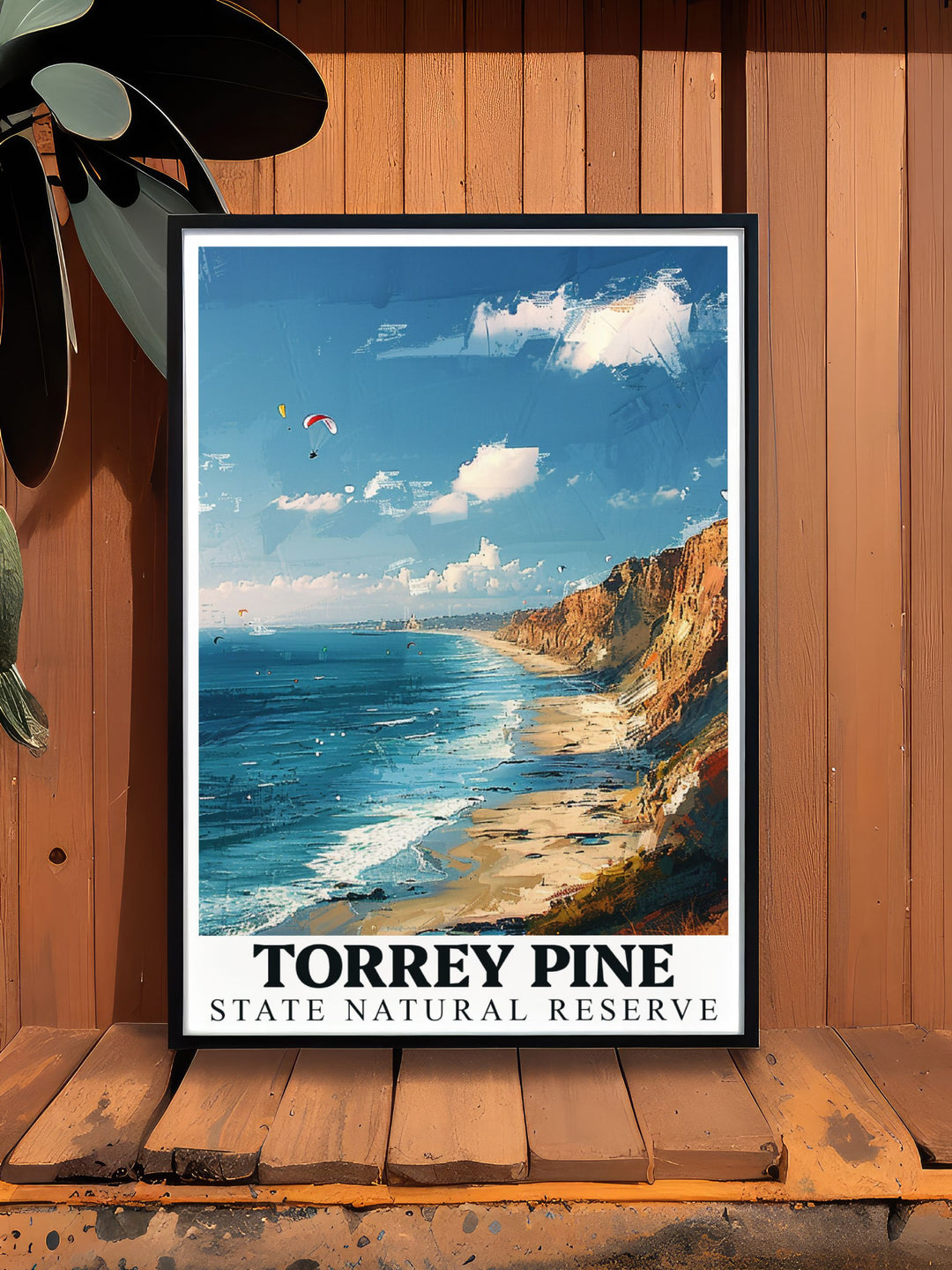 Beautiful Torrey Pines poster with colorful beach design perfect for Christmas gifts and enhancing any living space