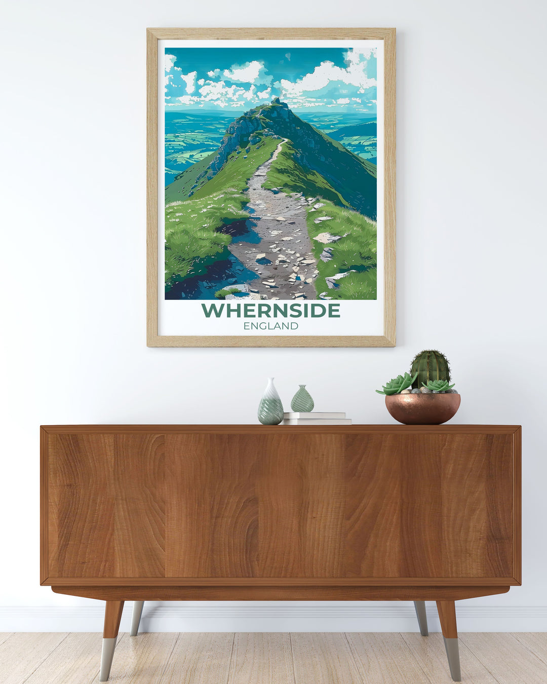 Elegant gallery wall art of Whernside, showcasing the beauty of its rugged summit and expansive views. This artwork creates a focal point that brings the natural elegance of the Yorkshire Dales into your home.