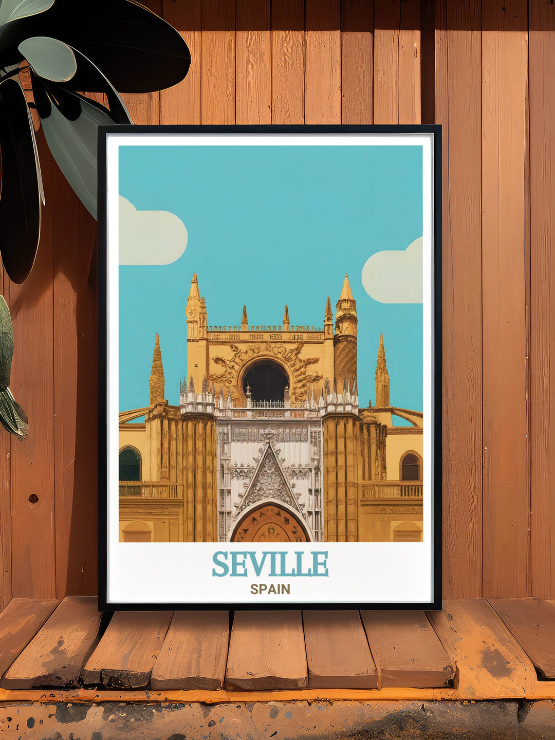 This Seville Poster Print features the grandeur of Seville Cathedral, capturing its towering Gothic architecture and rich historical details. A beautiful piece for lovers of Spain and its cultural landmarks, perfect for home décor or a thoughtful gift for a travel enthusiast.