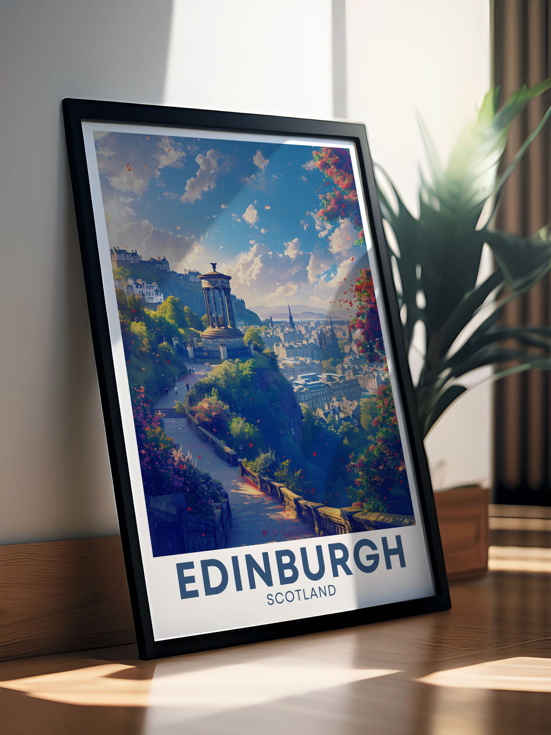 Custom print offering a unique perspective of Calton Hill in Edinburgh, capturing the iconic landscape and serene beauty of Scotlands capital.