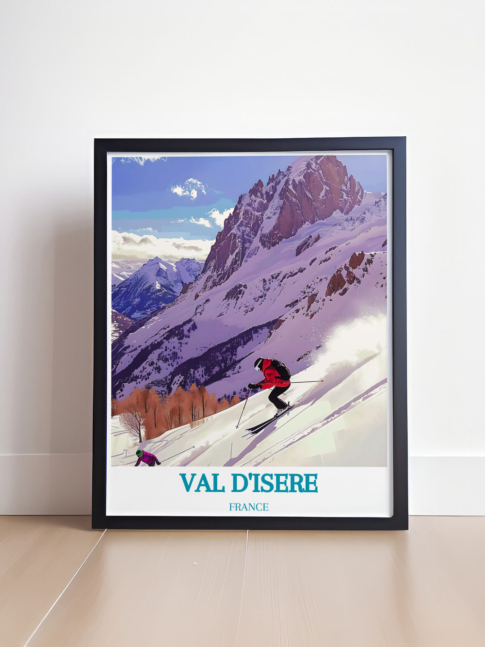 Capture the essence of Alpine adventure with this detailed art print of La Face de Bellevarde, perfect for ski enthusiasts.