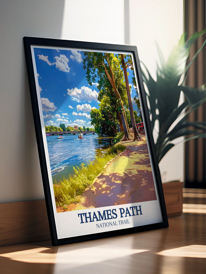 Stunning River Thames wall art depicting the tranquil scenes of Richmond London and the historic Thames Path ideal for bringing a piece of Londons charm into your living space