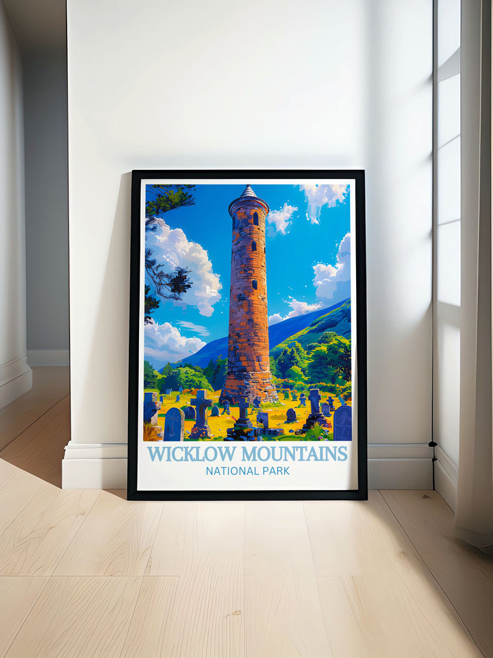 Modern wall decor featuring Wicklow Mountains National Park, Ireland. This print highlights the parks diverse flora, scenic trails, and tranquil