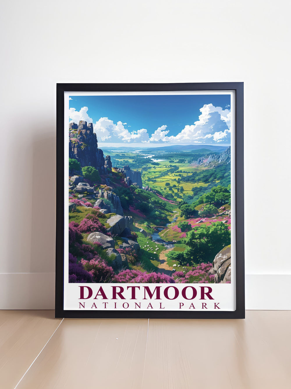 Canvas art depicting the picturesque scenery of Dartmoor National Park, showcasing the rolling hills and ancient rock formations, ideal for adding a touch of Devons charm to your decor.