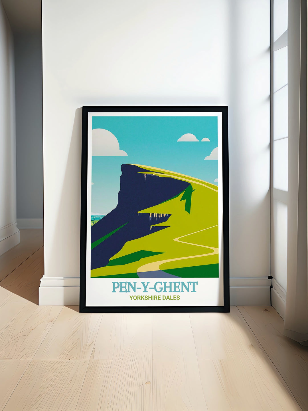 Yorkshire Dales art print celebrating the natural splendor of Pen Y Ghent and Pen Y Ghent Nose. This artwork features the dramatic peaks and serene landscape, creating a captivating piece for your home decor. A thoughtful gift for friends and family.