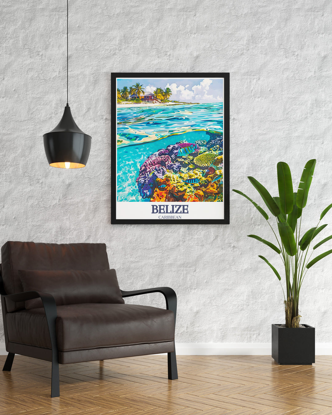 Belize Barrier Reef Belize Coast home decor featuring vibrant blues and greens intricate details of marine life perfect for bringing the warm sunny vibes of the Caribbean into your living space
