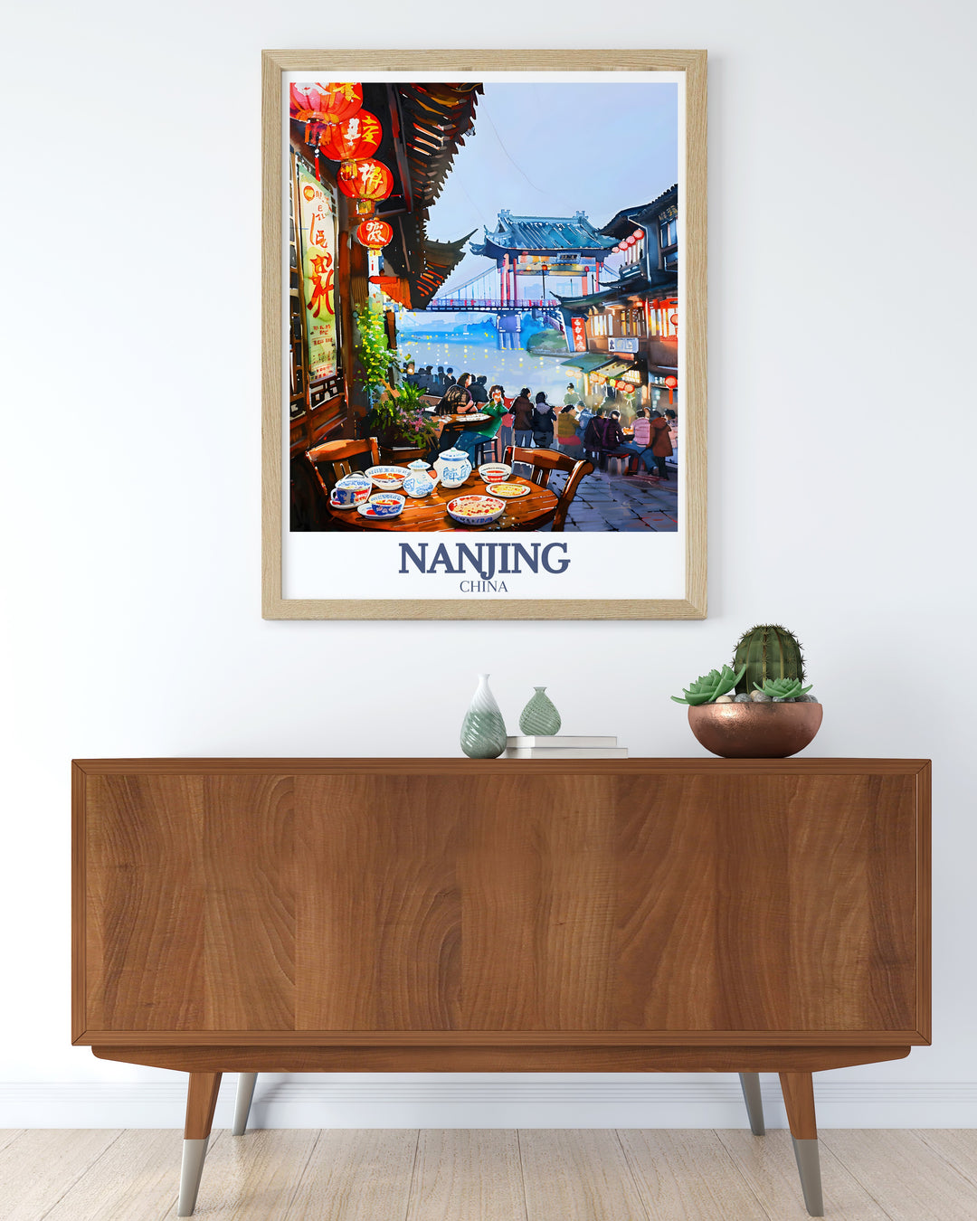 Experience the charm of Nanjing with this Yangtze River Vintage Poster, featuring the tranquil riverbanks of the Fuzimiao District. The blend of traditional architecture and serene water views makes this print a great choice for anyone looking to add a cultural and artistic touch to their space.