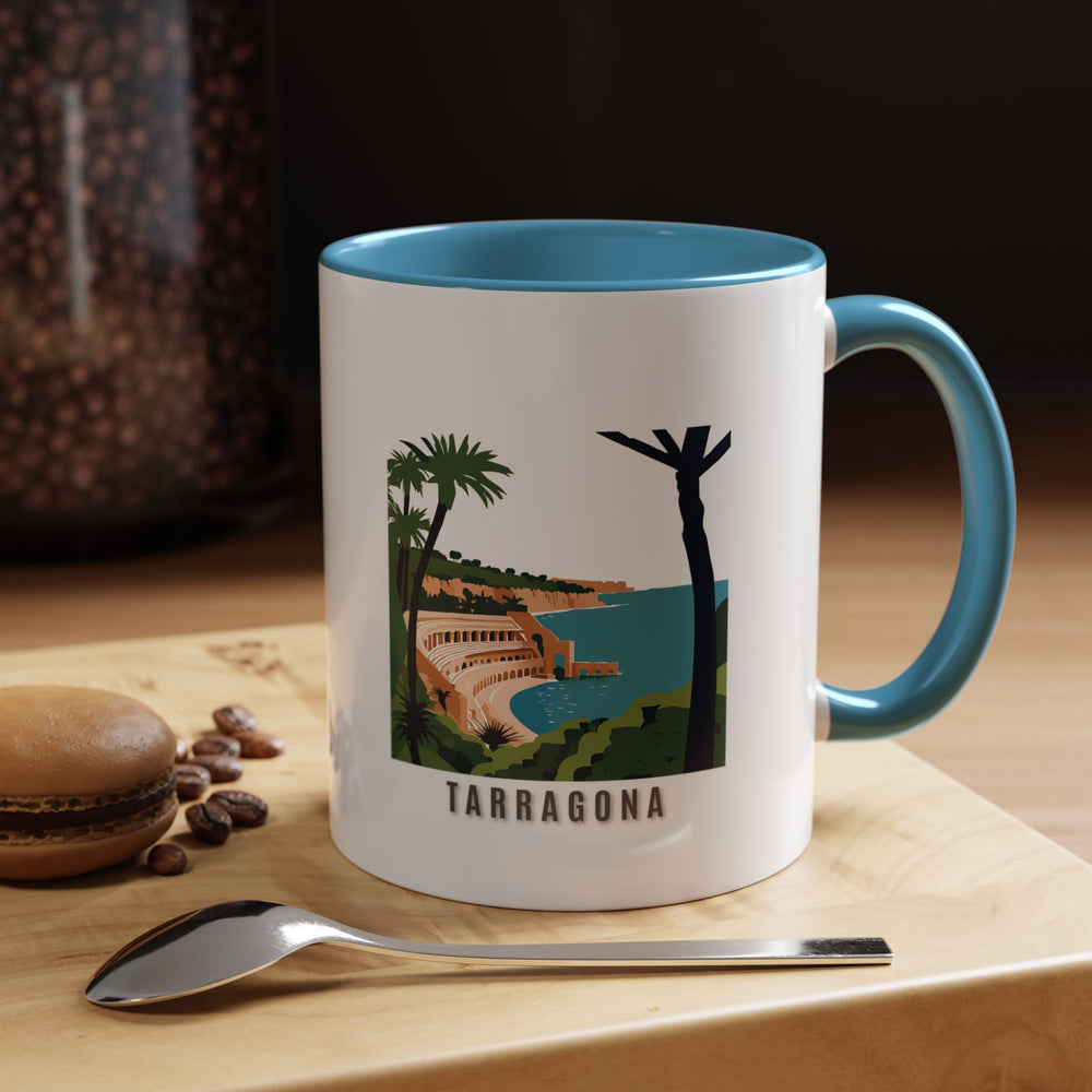 Experience the allure of Tarragona with this elegantly designed Spain mug. Ideal for coffee and tea lovers, showcasing artwork inspired by Tarragonas historic landmarks. Dishwasher and microwave safe, this mug is a thoughtful gift or keepsake for travelers and culture enthusiasts.