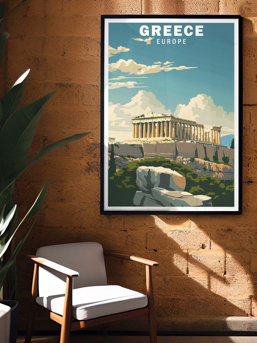 Featuring the Acropolis of Athens, this vintage style travel poster is a perfect tribute to Greeces rich history. Whether for your home, office, or as a gift, this piece of artwork adds a touch of timeless elegance to any space.