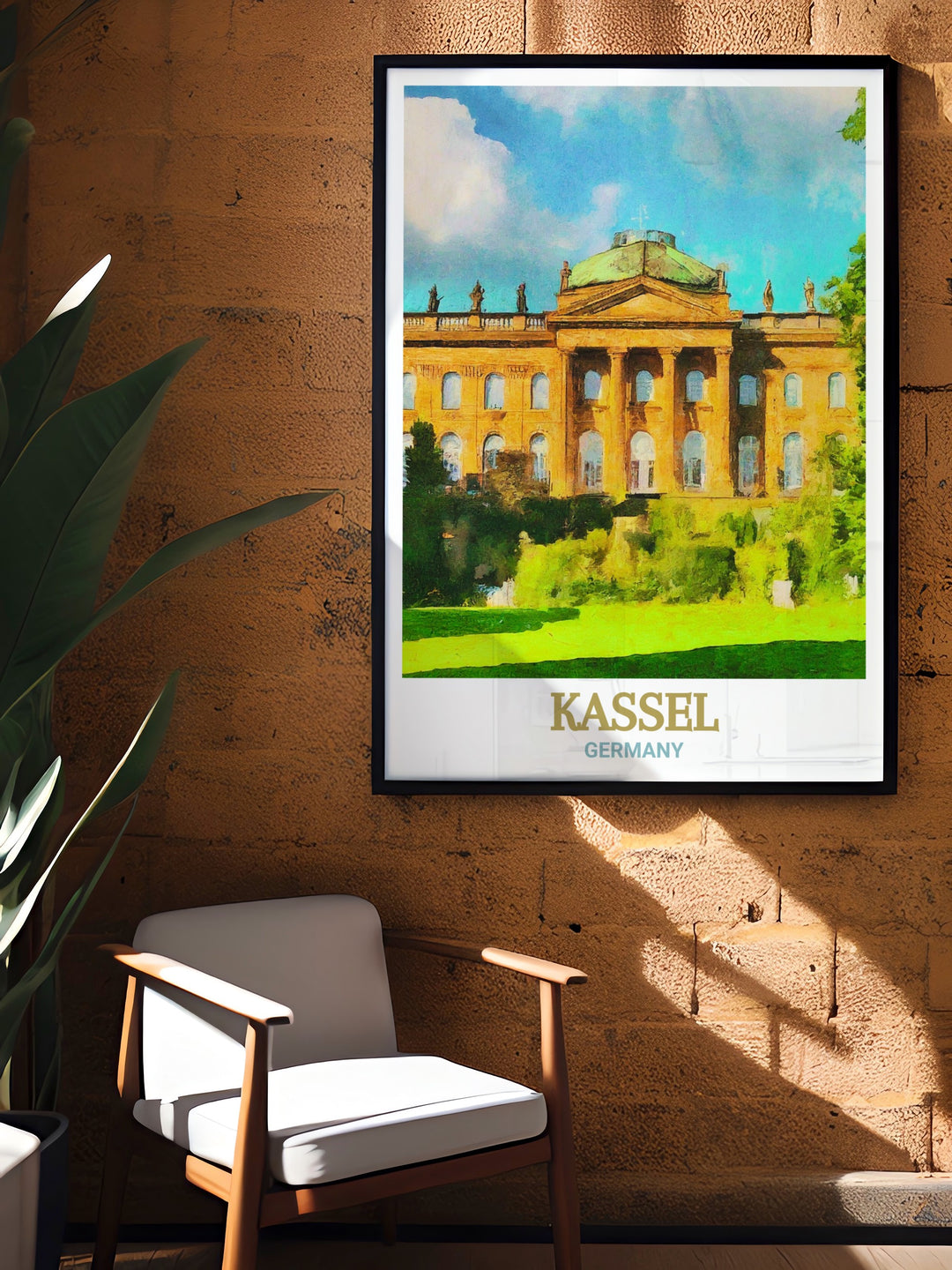 Germany Wall Print featuring the Wilhelmshöhe Palace in Kassel. This vintage style poster is a charming addition to any home decor, offering a glimpse into the neoclassical brilliance of one of Germanys most iconic landmarks. The print is perfect for art lovers and travelers alike, making it a thoughtful Germany Gift