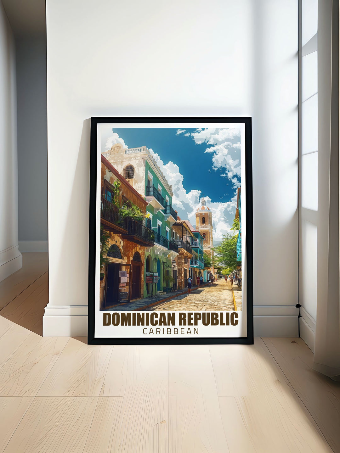 Colonial District of Santo Domingo travel poster showcasing the vibrant history and culture of the Dominican Republic perfect for home decor and art enthusiasts