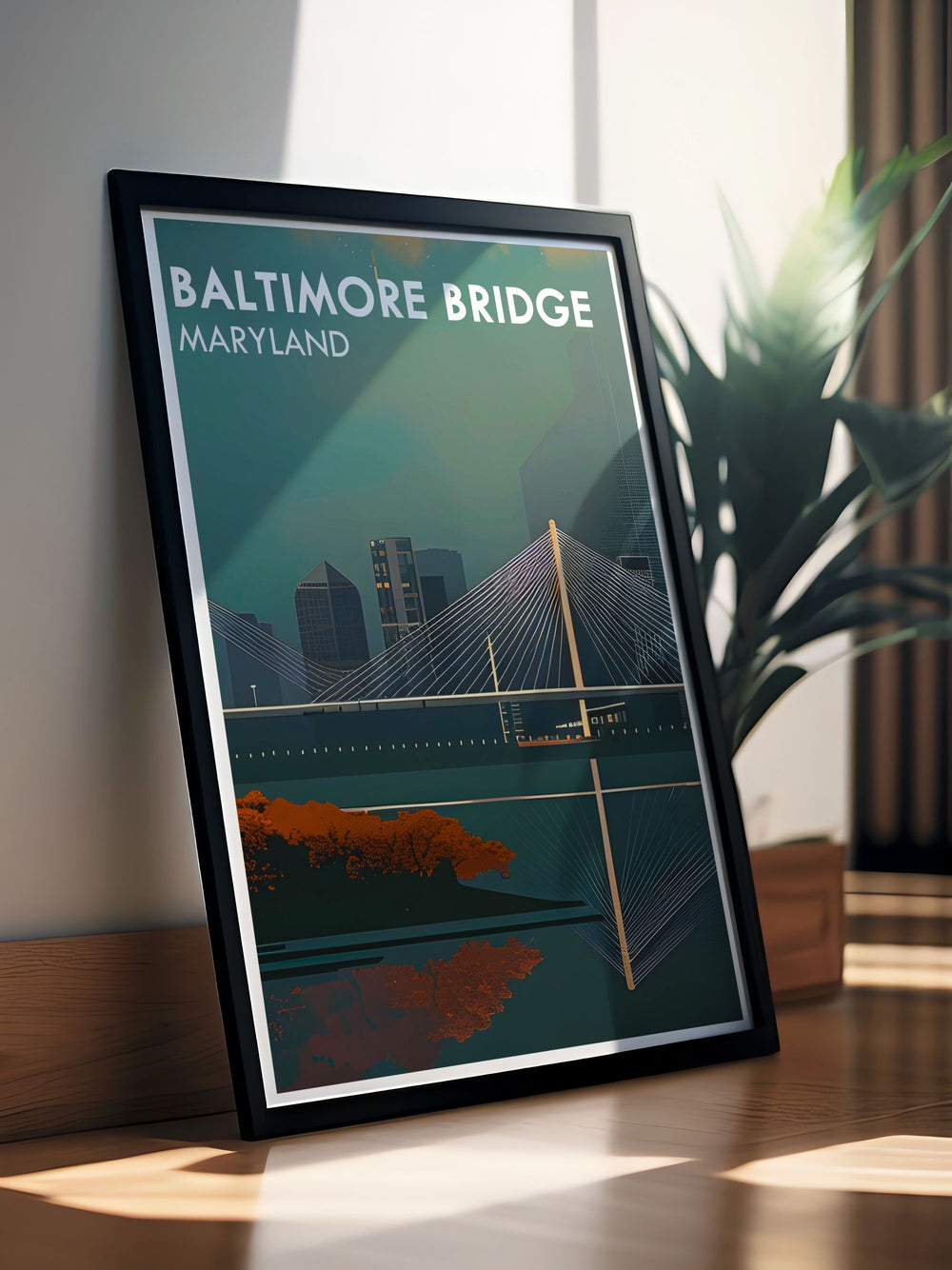 Baltimore City Art featuring a striking photo of the Key Bridge showcasing one of Marylands most famous landmarks and a must have for any art lovers collection.