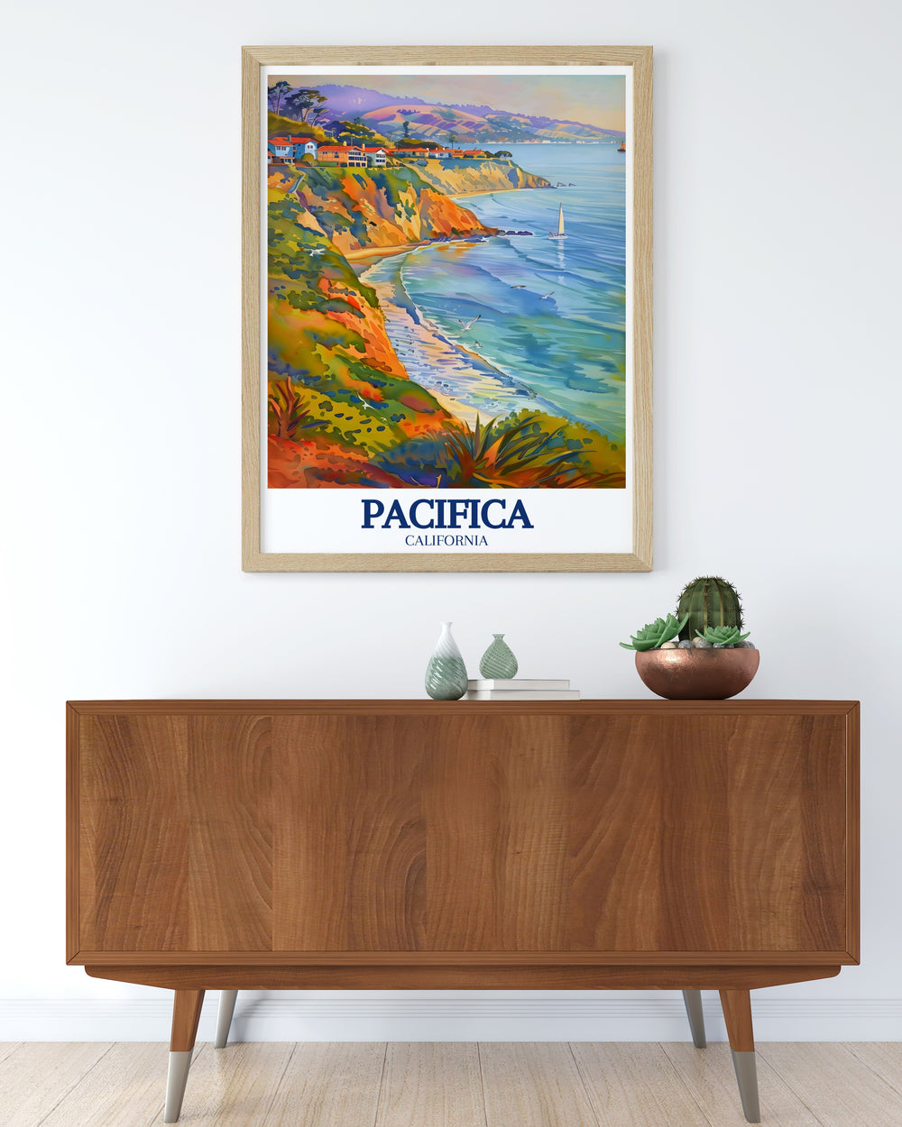 Elegant San Mateo County and Pacific State Beach framed prints offering modern decor with breathtaking views perfect for enhancing any room